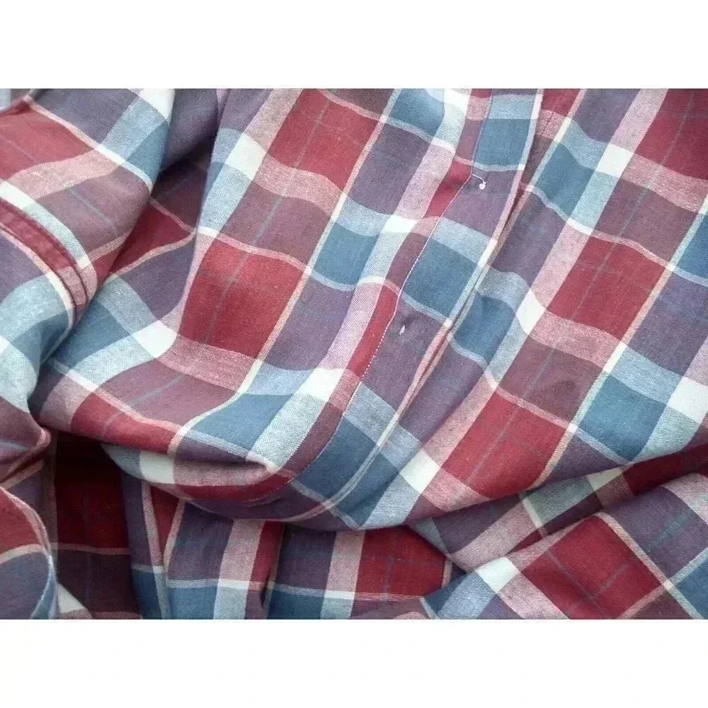 Eddie Bauer Men's Cotton Red /Blue Plaid Short Sleeve Shirt XL / XG - Picture 4 of 6